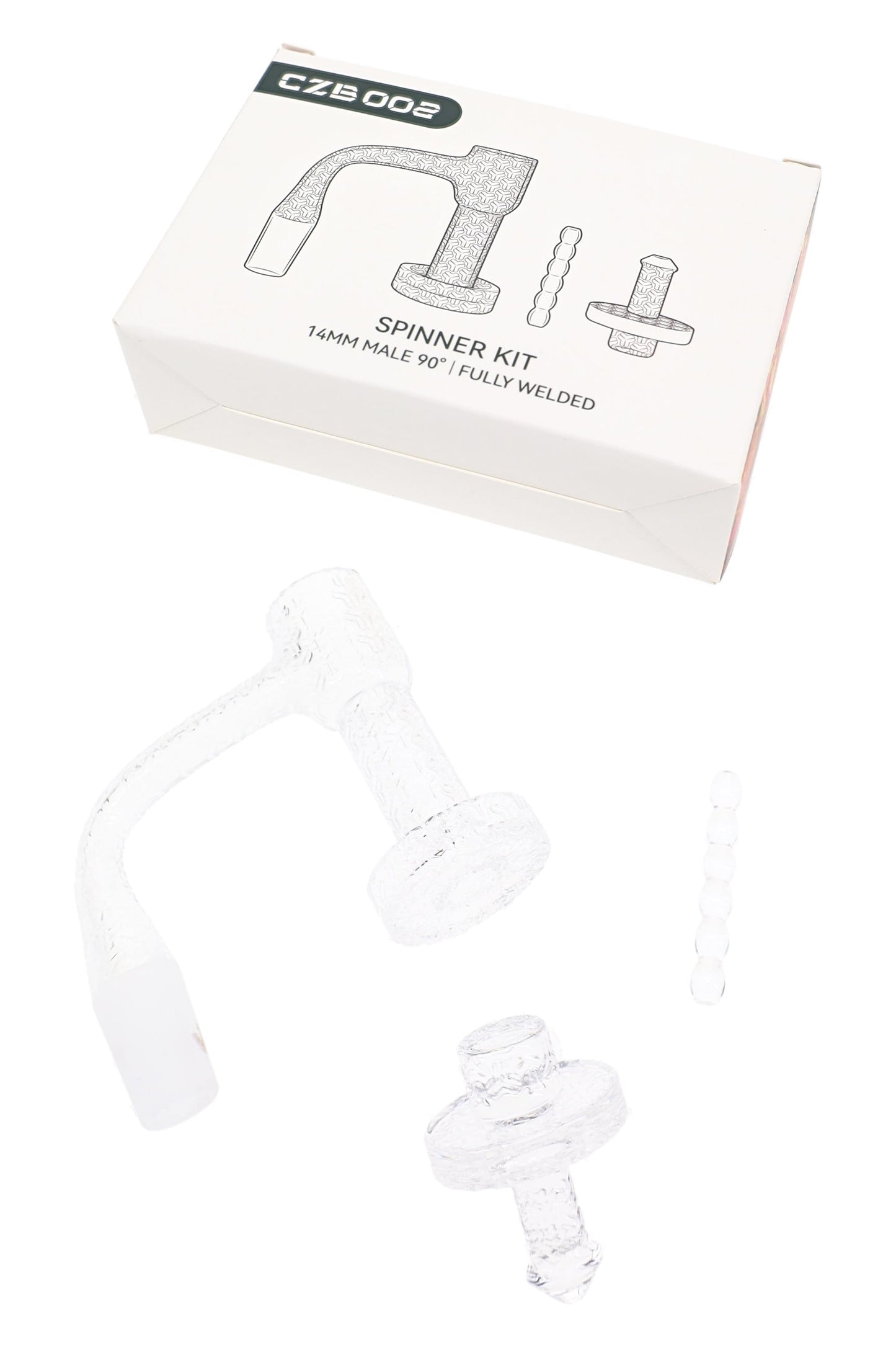 Quartz 14.5 mm Male 90° Etched Terp Slurper Banger Kit – 2.5 mm Thick