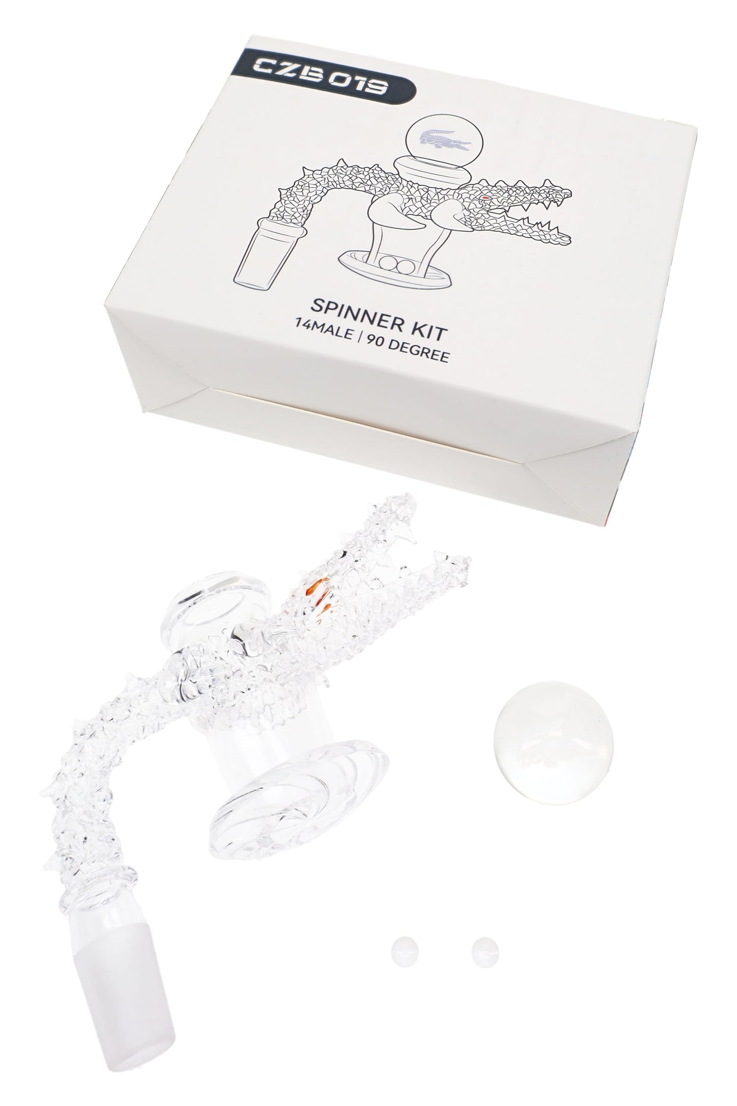 Quartz 14.5 mm Male 90° Crocodile Terp Slurper Banger Kit – 3 mm Thick