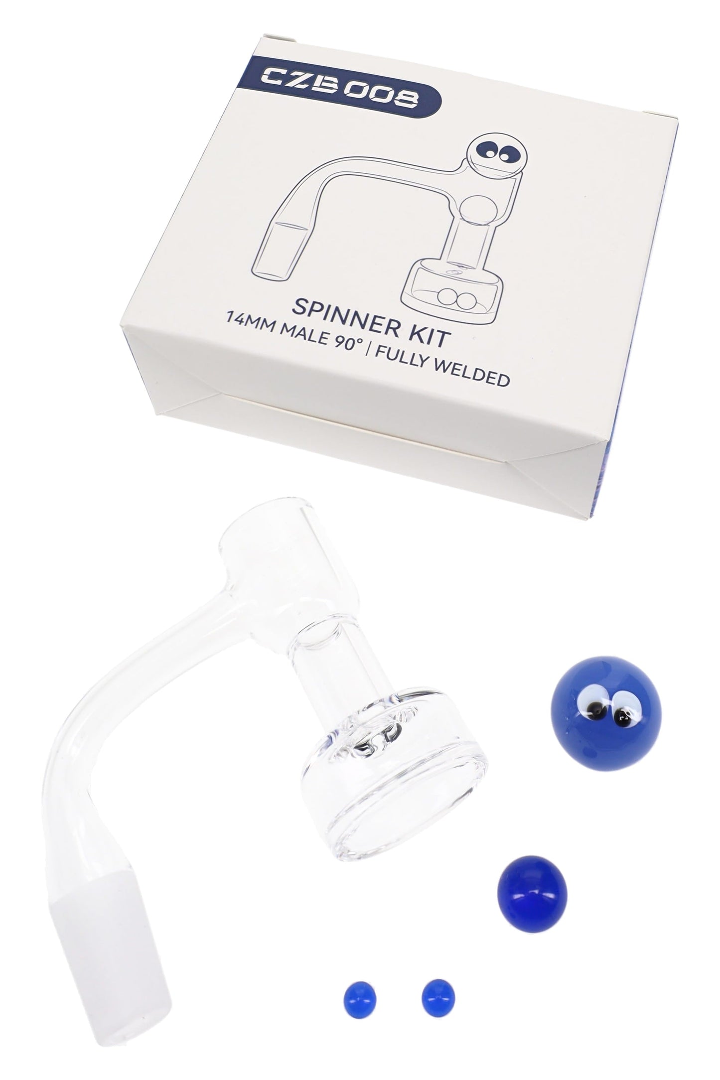 Quartz 14.5 mm Male 90° Terp Slurper Banger Spinner Kit – 2.5 mm Thick
