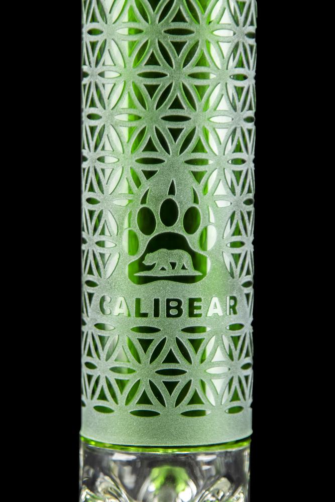 Calibear Deep Sandblasted Glass Beaker Bong | 8" & 14" Artistic Water Pipe