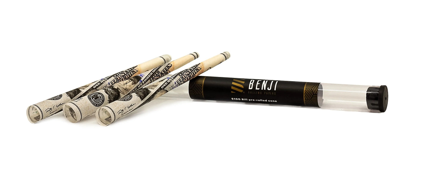 Luxury at Your Fingertips: Benji $100 Bill Print Pre-Rolled Cones