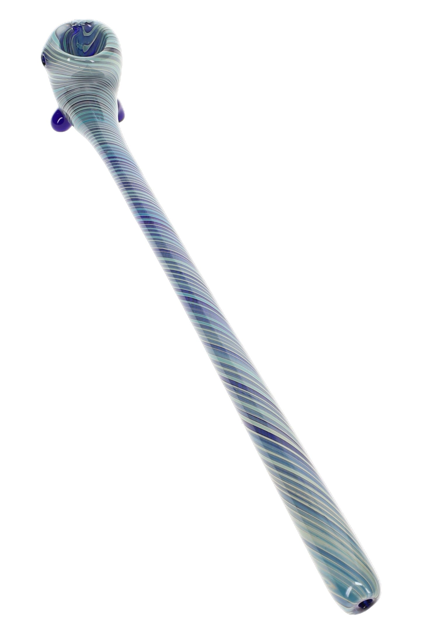Silver Fumed Spiral Striped Glass Sherlock Pipe “Moon Twister” – 11.5″ – Assorted