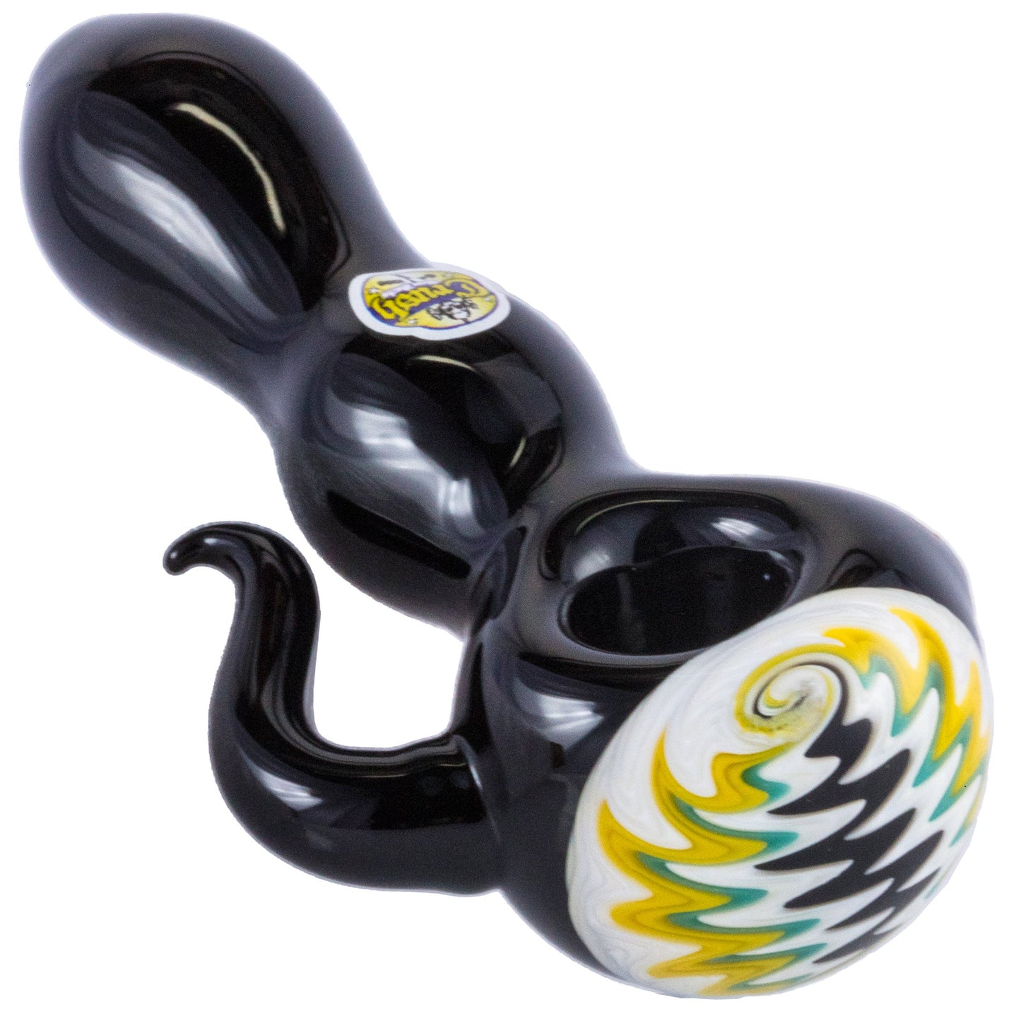 Crush Eye Candy Black Onyx Tusk Hand Pipe - Vibrant Borosilicate Glass 4.5"