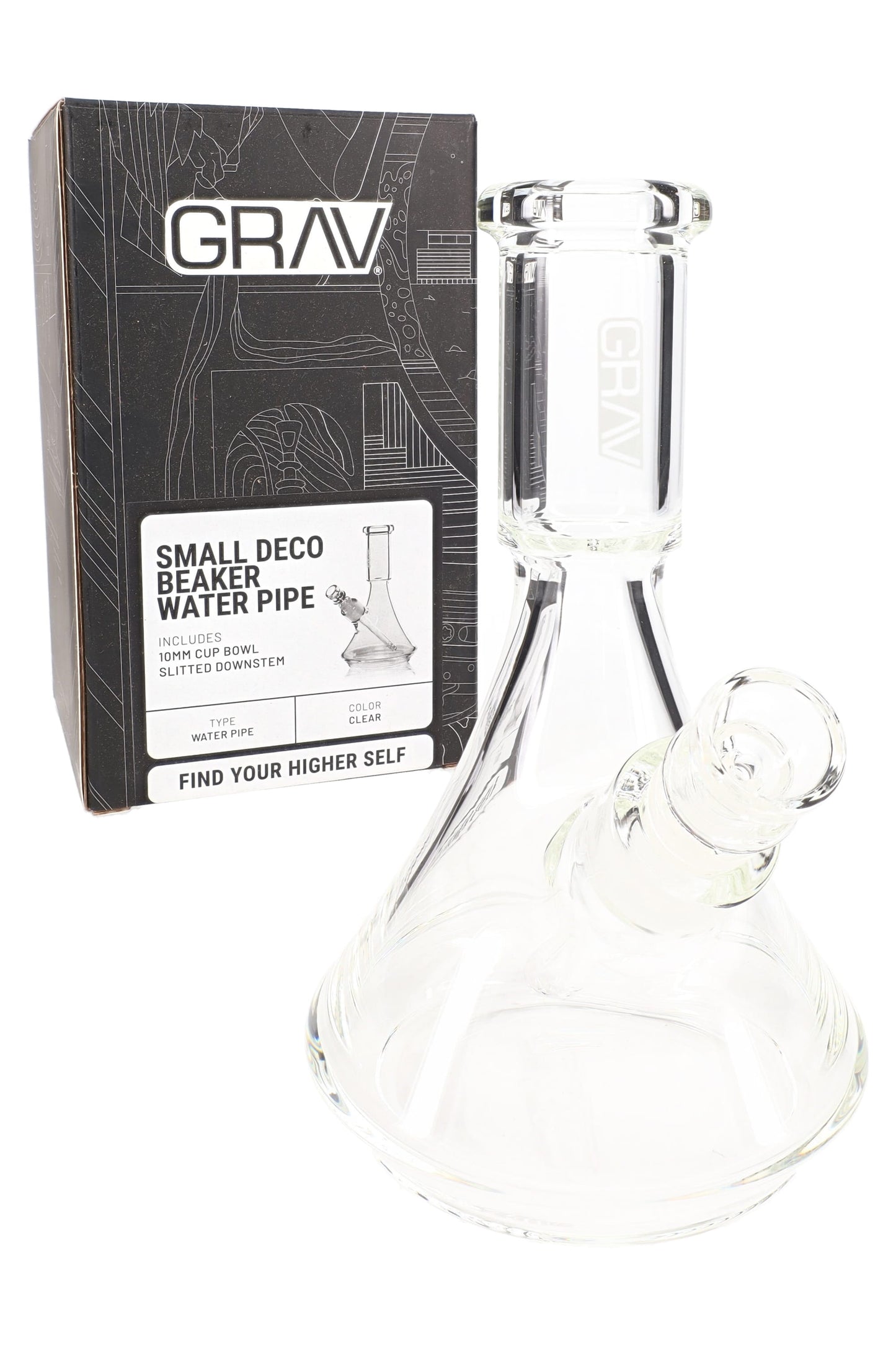 GRAV Small Deco Beaker Glass Bong – 10 mm – Clear