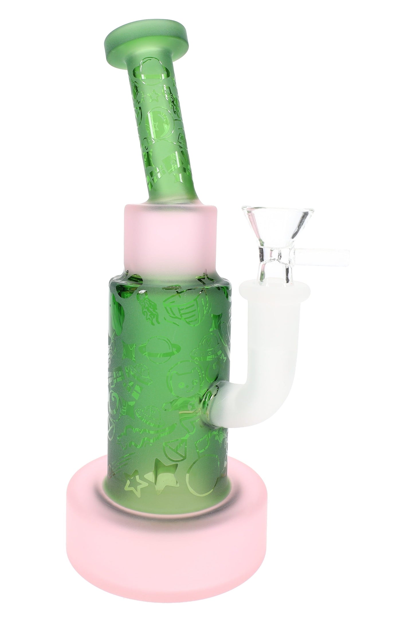Frosted Glass-on-Glass Space Bong “Cosmic Chill” – 9″ – Showerhead Perc