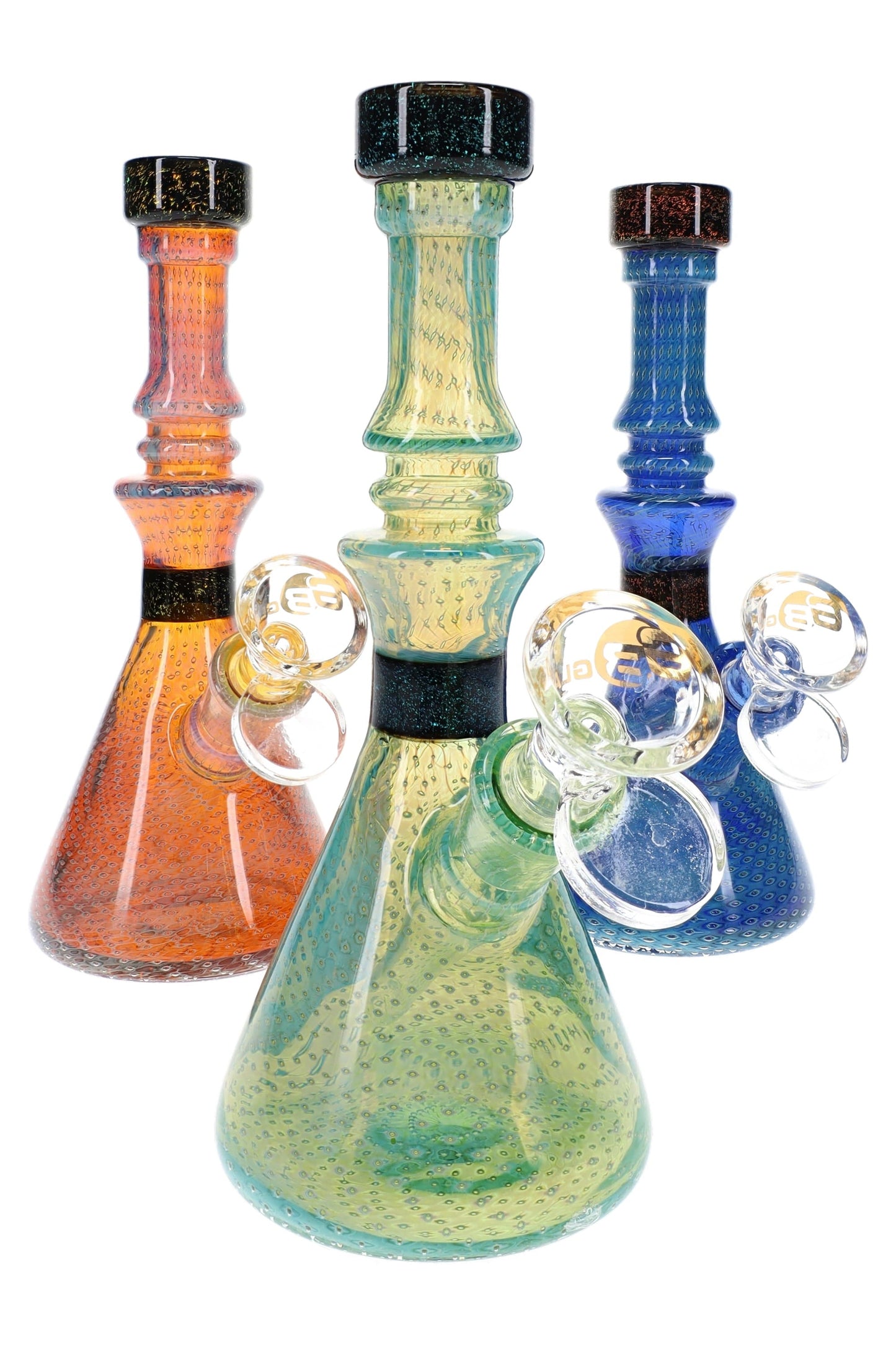 6B Glass Silver Fumed Bubble Dichro Beaker Bong – 7″ – Assorted Colors