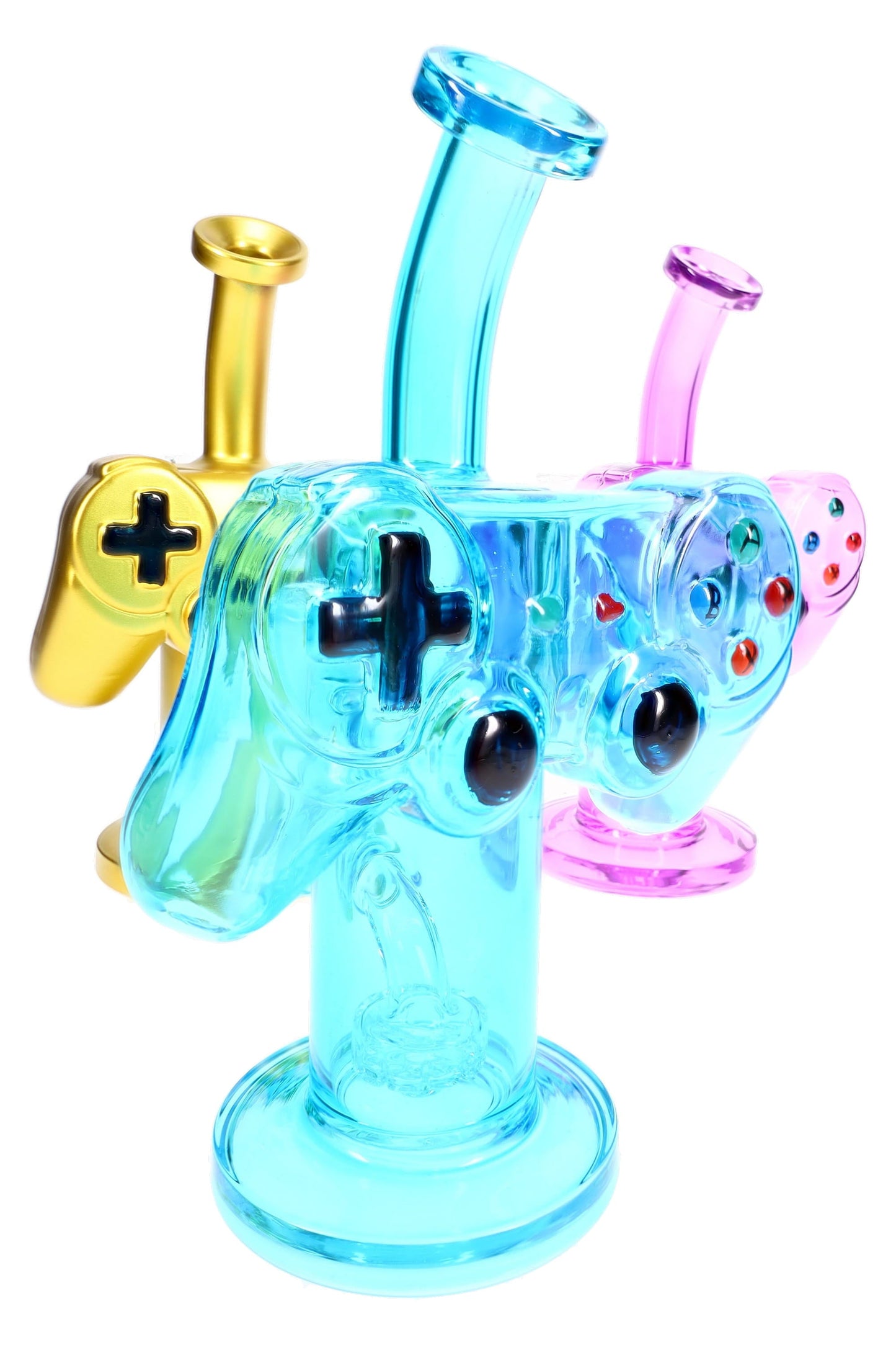 Game Controller Bong “Button Masher” – Showerhead Perc – 8½″ – Assorted Colors