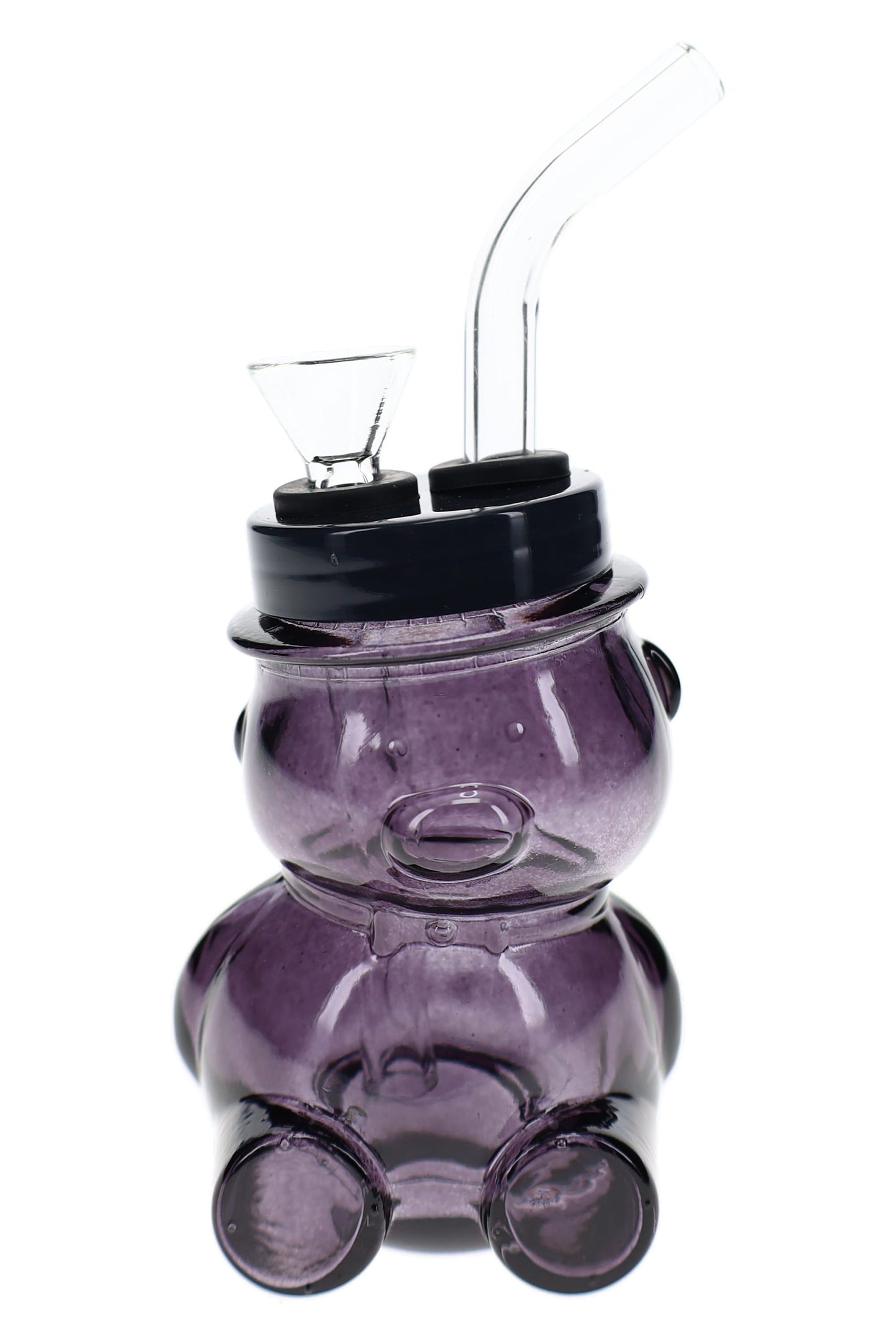 Colored Glass Bear Bong “Honey Puff” – 4″