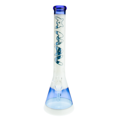 18" Waves White & Blue Beaker Bong