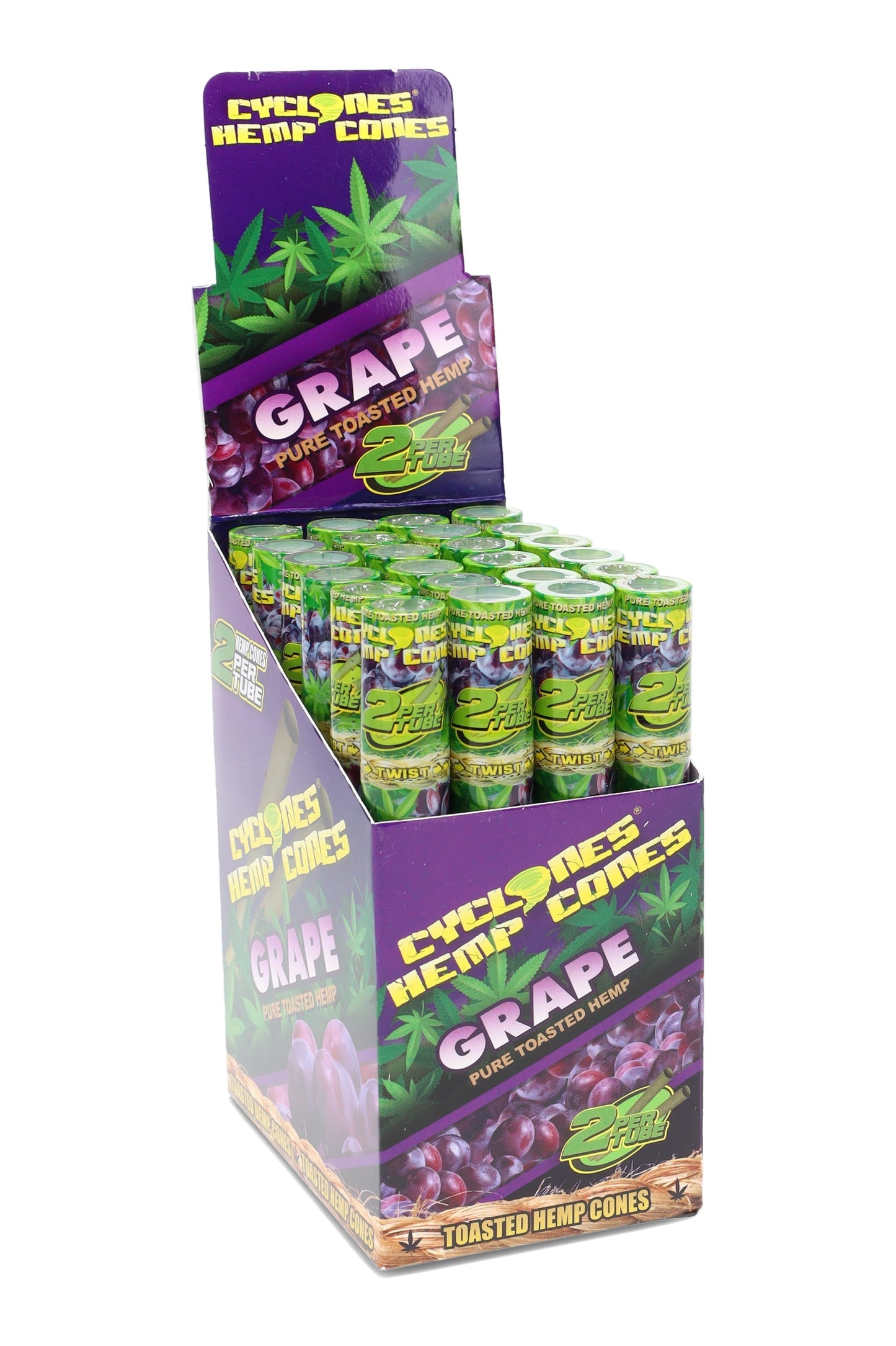 Cyclones 75 mm Hemp Cones – 24-Tube Display – 2/Tube