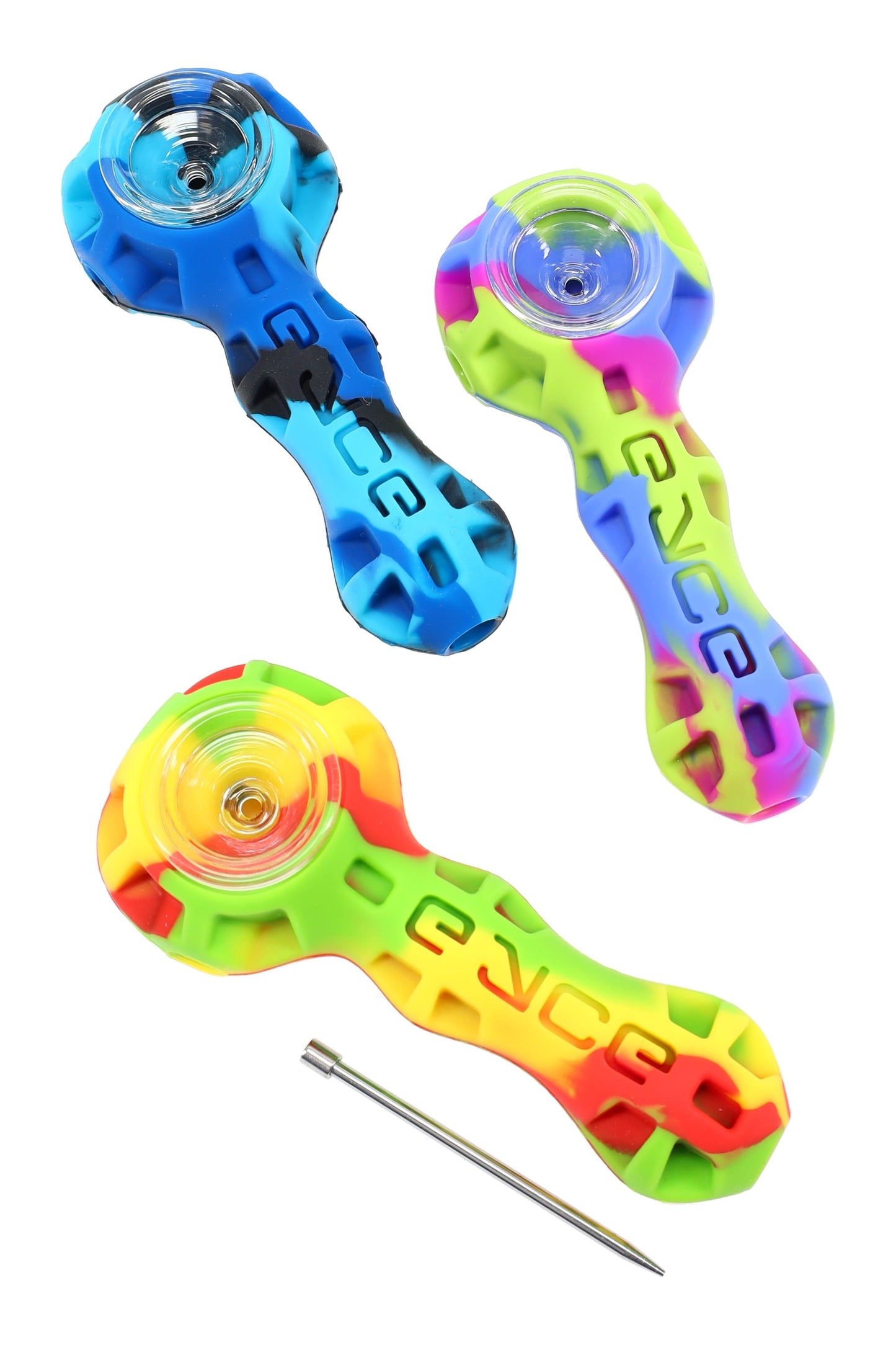 Eyce Silicone Spoon Pipe – Stash Cap & Poker – 4″ – Assorted Colors