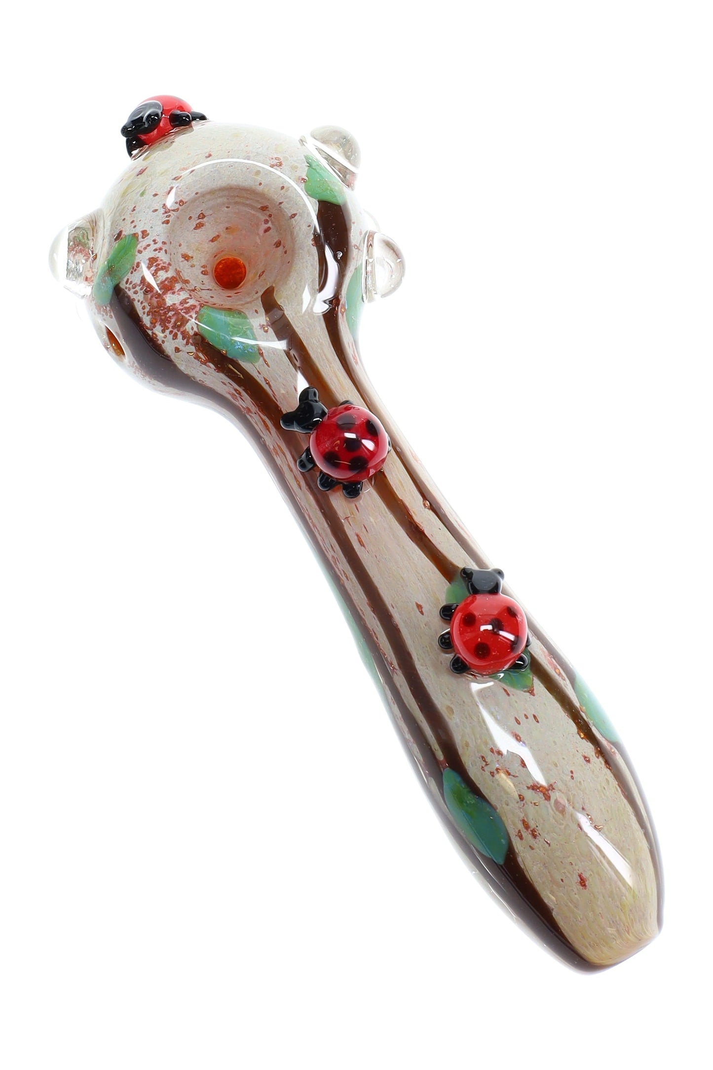 Empire Glassworks “Lady Bugs” Glass Hand Pipe – 4½″ – US-Made
