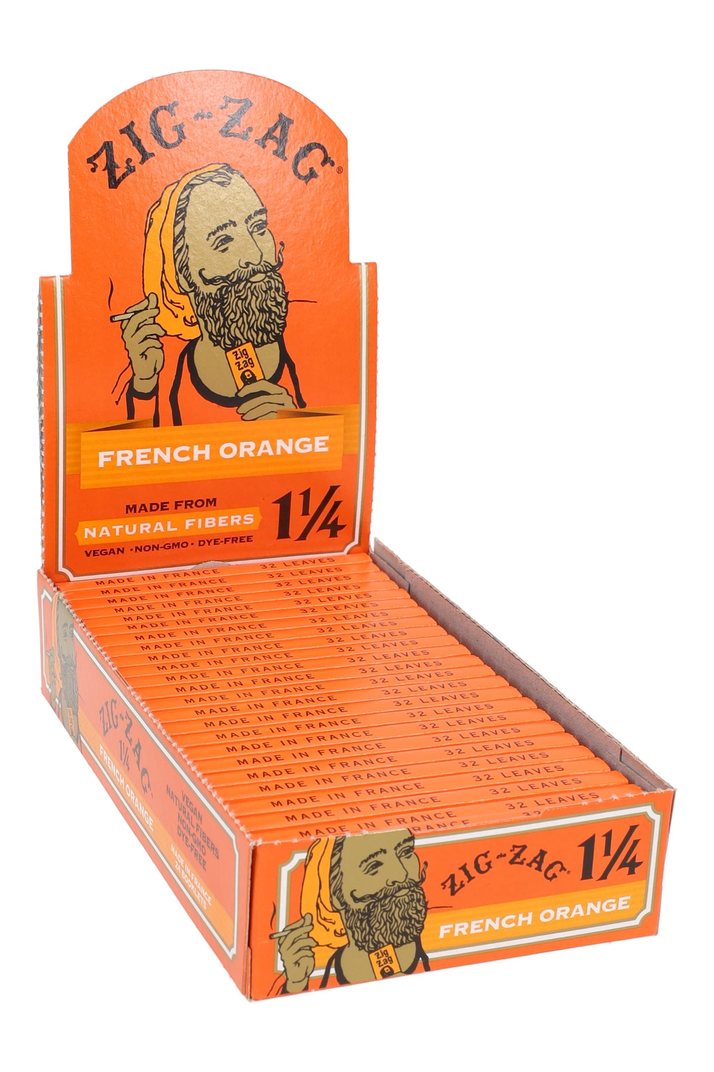 Zig-Zag Orange Rolling Papers – 1¼ – 32 Leaves – 24-Count Display