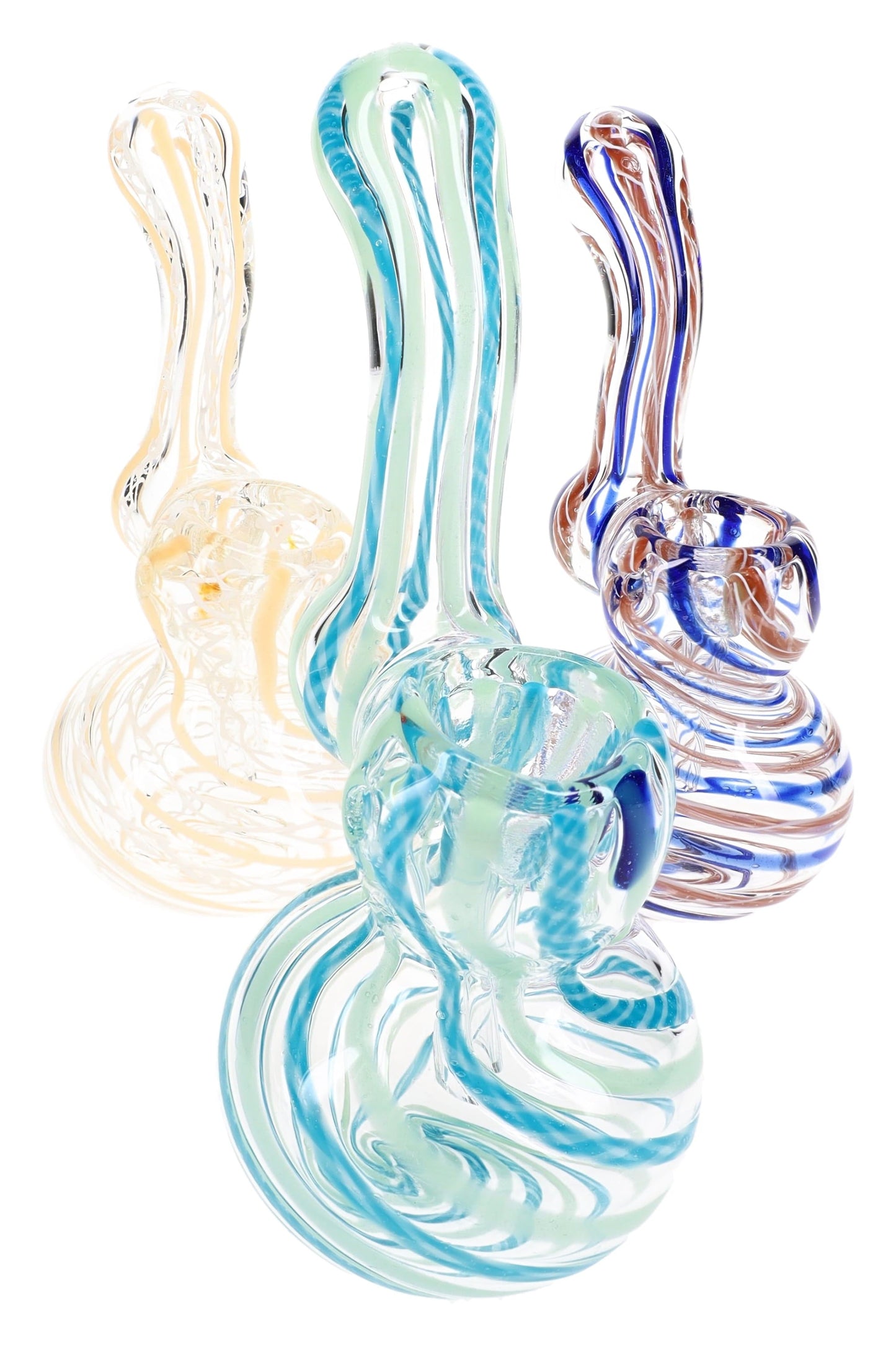 Clear Striped Glass Sherlock Bubbler “Stripe Scout” – 5″ – Assorted Colors