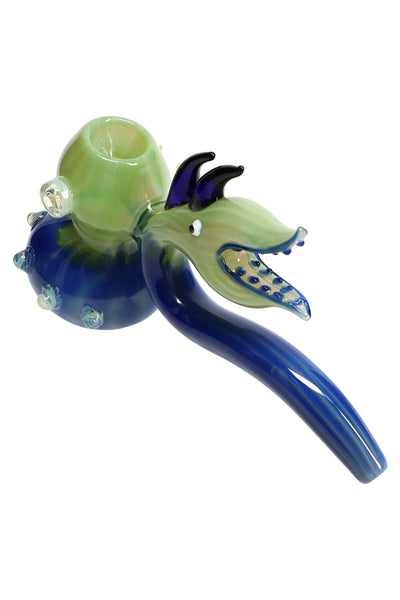 Silver-Fumed Spiky Monster Glass Hammer Bubbler “Reef Beast” – 8″