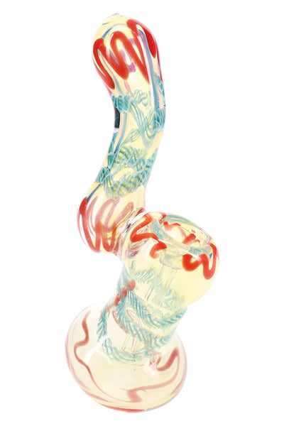 Color-Changing Striped Glass Sherlock Bubbler “Stripe Shift” – 5½″ – Assorted Colors