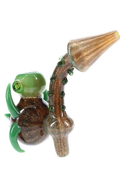Color-Changing Silver-Fumed Frit Eyeball Sherlock Bubbler “Gazer Glow” – 6.5″ – Assorted Colors