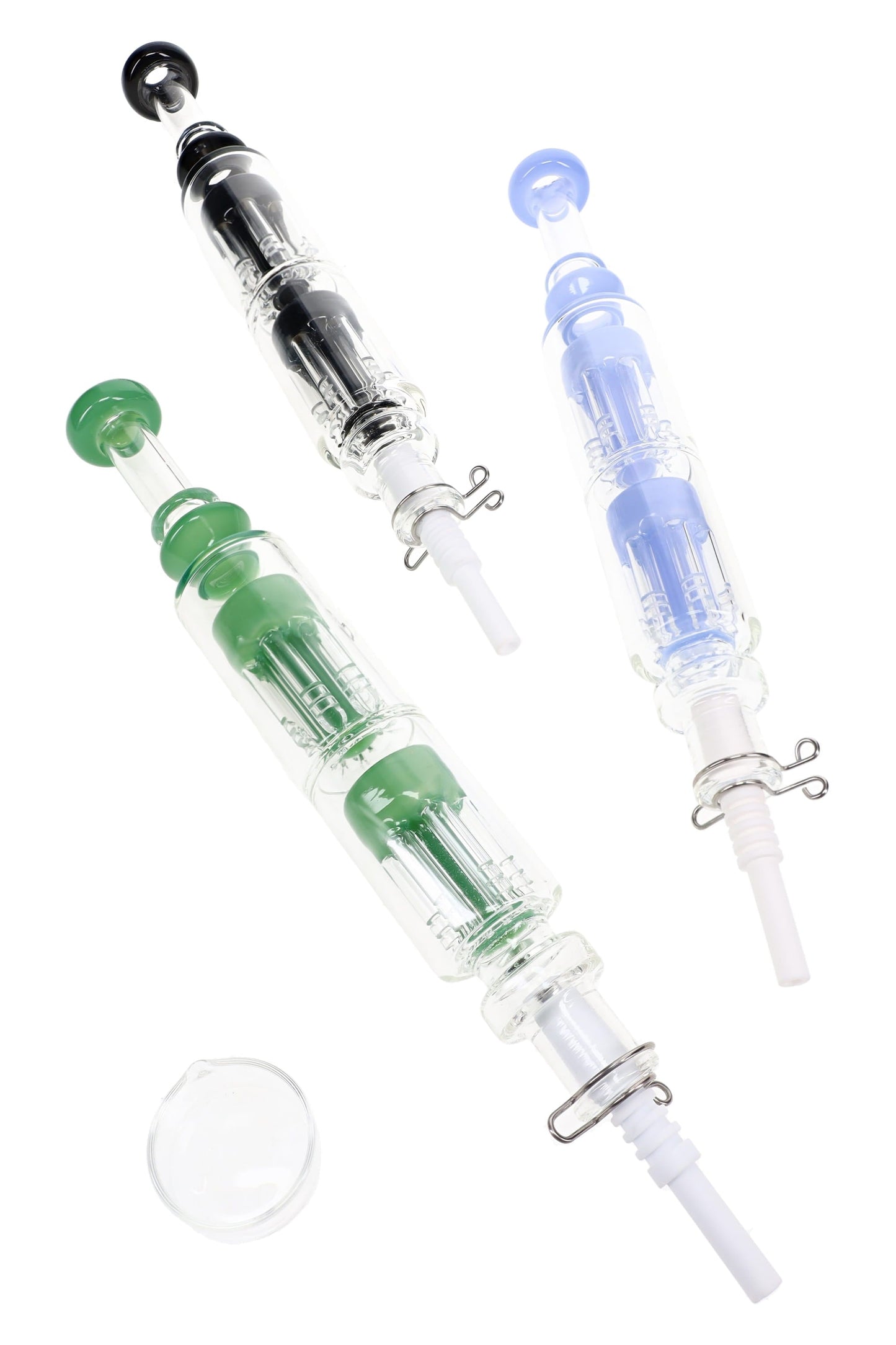 Glass Double Tree Perc Dab Straw “Twin Timber” – 9½″ – Assorted Colors