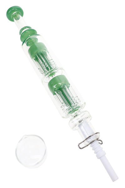 Glass Double Tree Perc Dab Straw “Twin Timber” – 9½″ – Assorted Colors