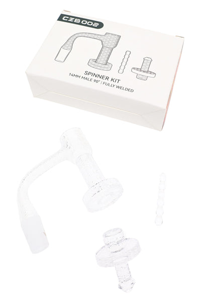 Quartz 14.5 mm Male 90° Etched Terp Slurper Banger Kit – 2.5 mm Thick