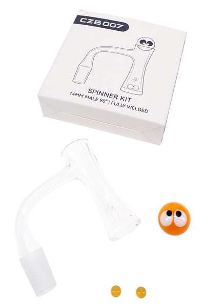 Quartz 14.5 mm Male 90° Banger Spinner Kit – 2.5 mm Thick