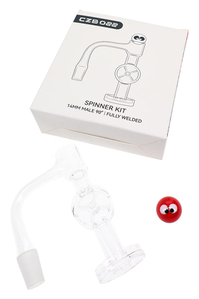 Quartz 14.5 mm Male 90° Water Wheel Terp Slurper Kit – 2.5 mm Thick