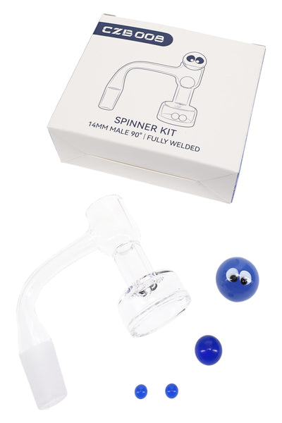 Quartz 14.5 mm Male 90° Terp Slurper Banger Spinner Kit – 2.5 mm Thick