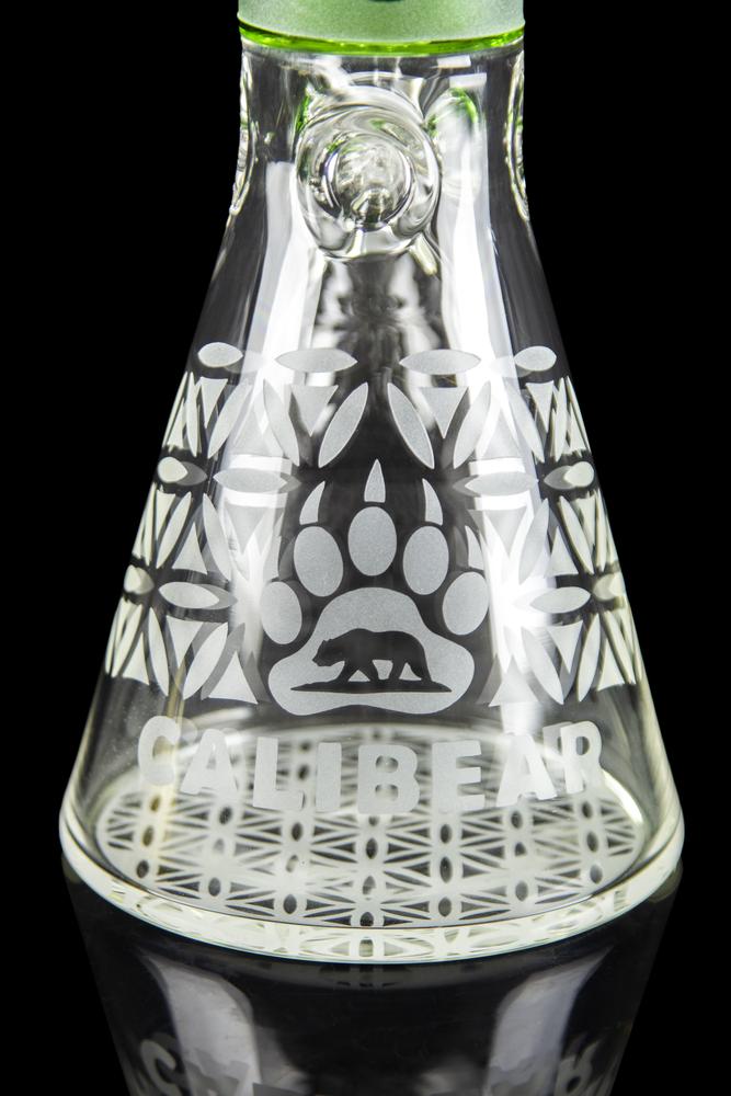 Calibear Deep Sandblasted Glass Beaker Bong | 8" & 14" Artistic Water Pipe