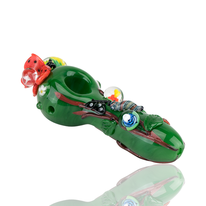 Empire Glassworks “Garden Critters” Glass Hand Pipe – 4½″ – US-Made