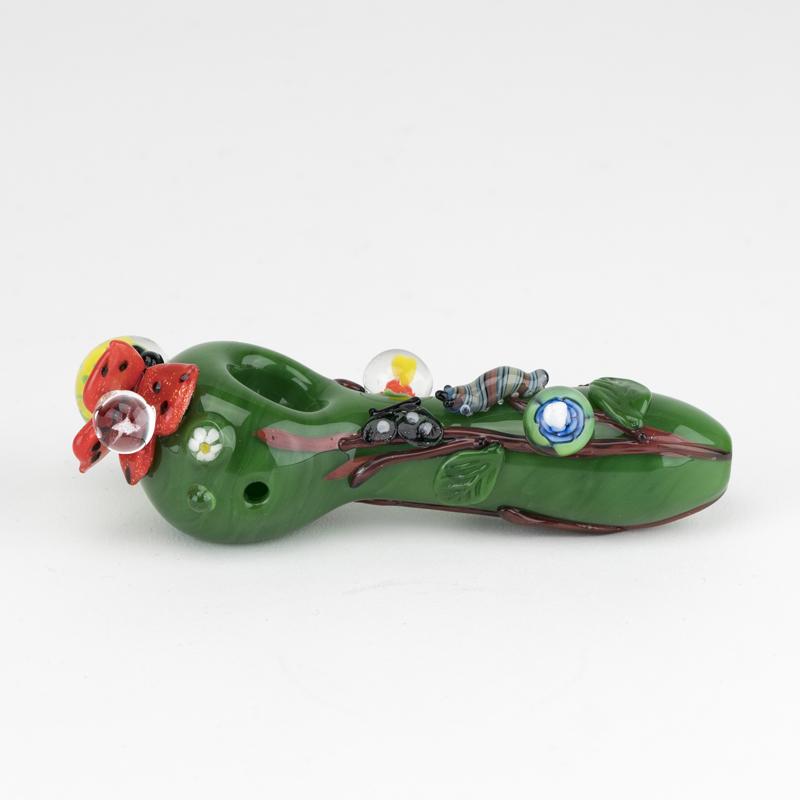 Empire Glassworks “Garden Critters” Glass Hand Pipe – 4½″ – US-Made