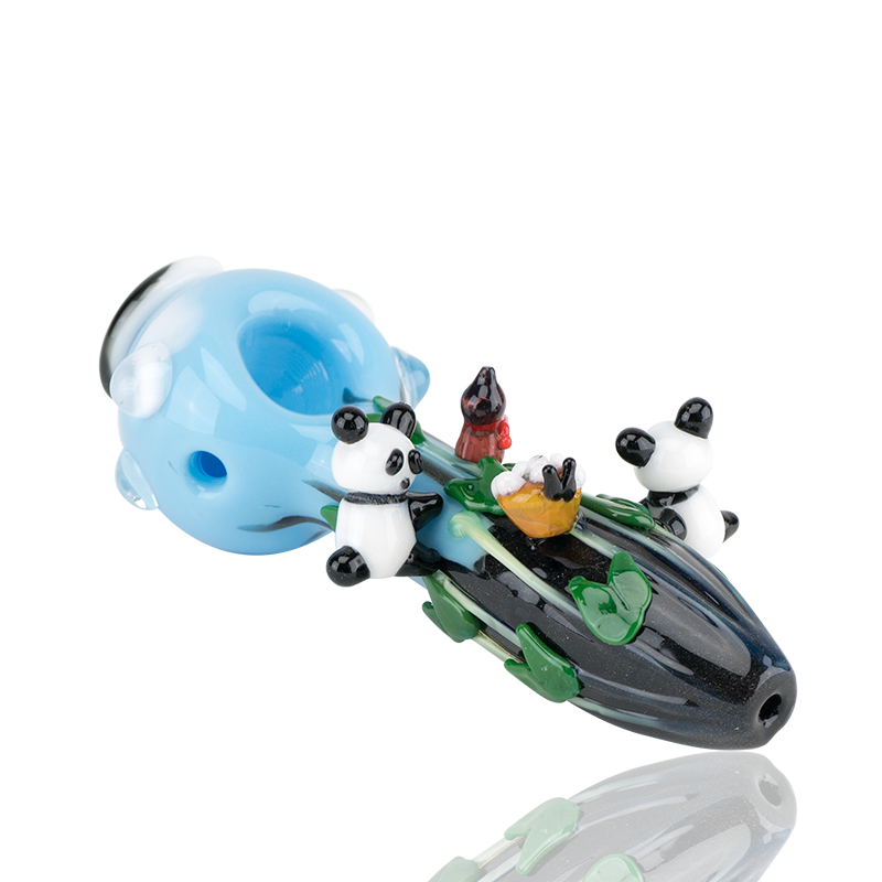 Empire Glassworks “Climbing Pandas” Glass Hand Pipe – 4½″ – US-Made