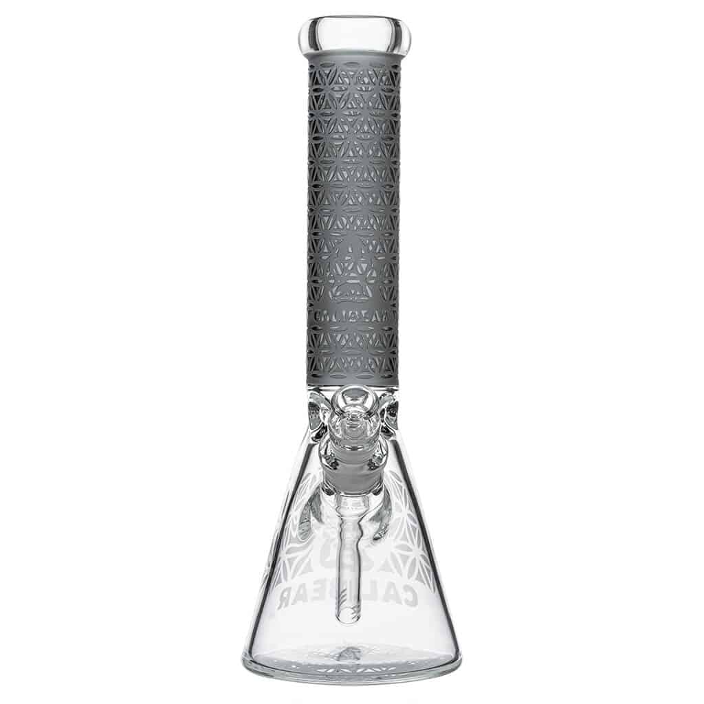 Calibear Deep Sandblasted Glass Beaker Bong | 8" & 14" Artistic Water Pipe