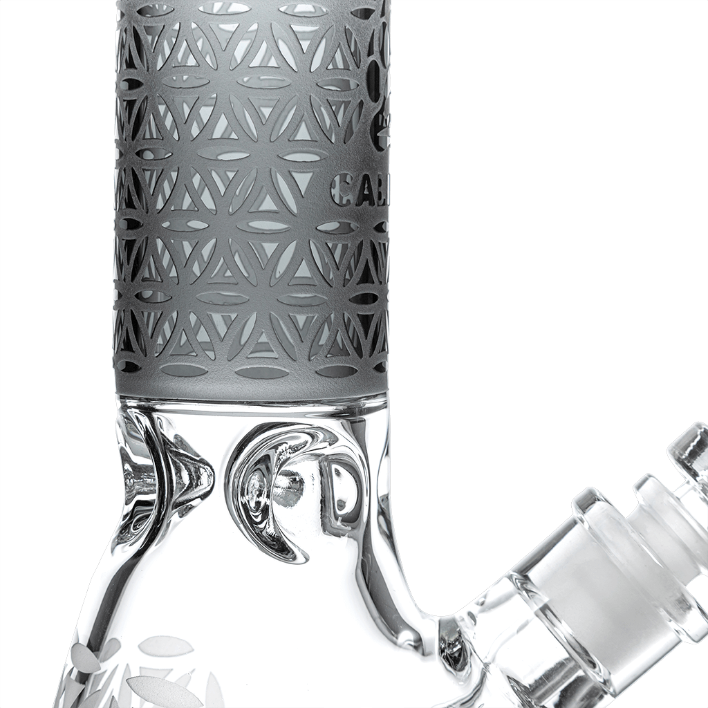 Calibear Deep Sandblasted Glass Beaker Bong | 8" & 14" Artistic Water Pipe
