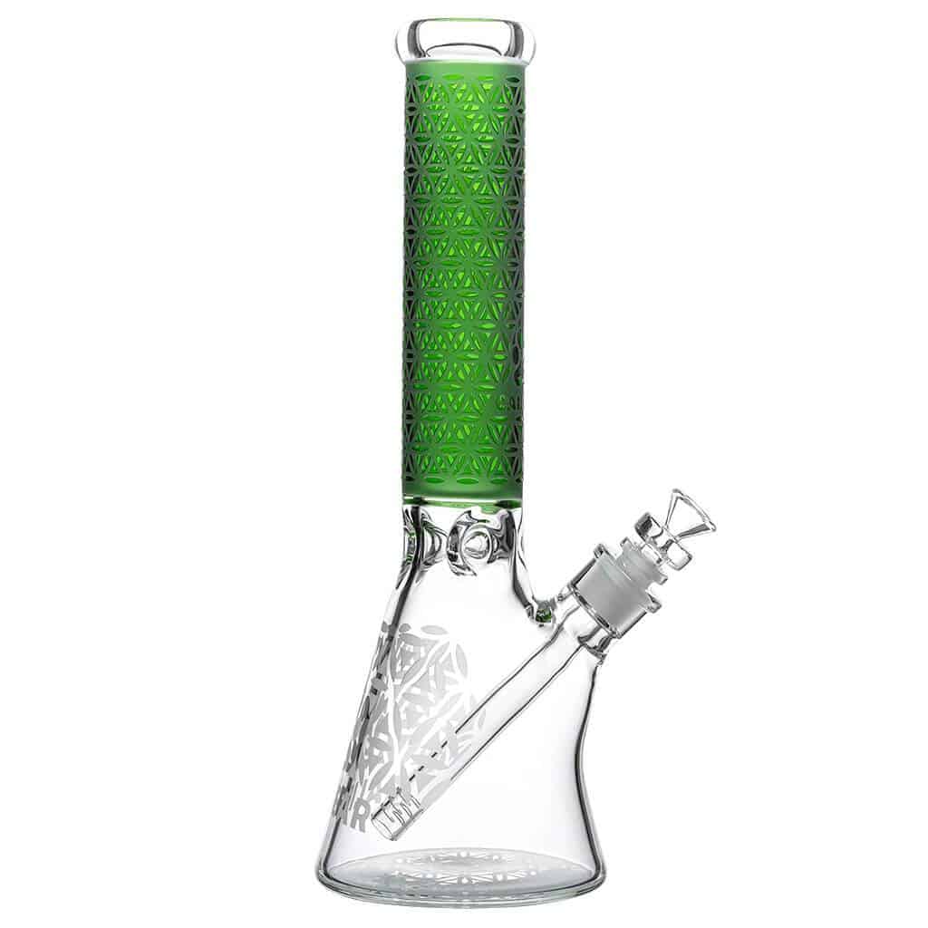 Calibear Deep Sandblasted Glass Beaker Bong | 8" & 14" Artistic Water Pipe