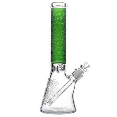 Calibear Deep Sandblasted Glass Beaker Bong | 8" & 14" Artistic Water Pipe
