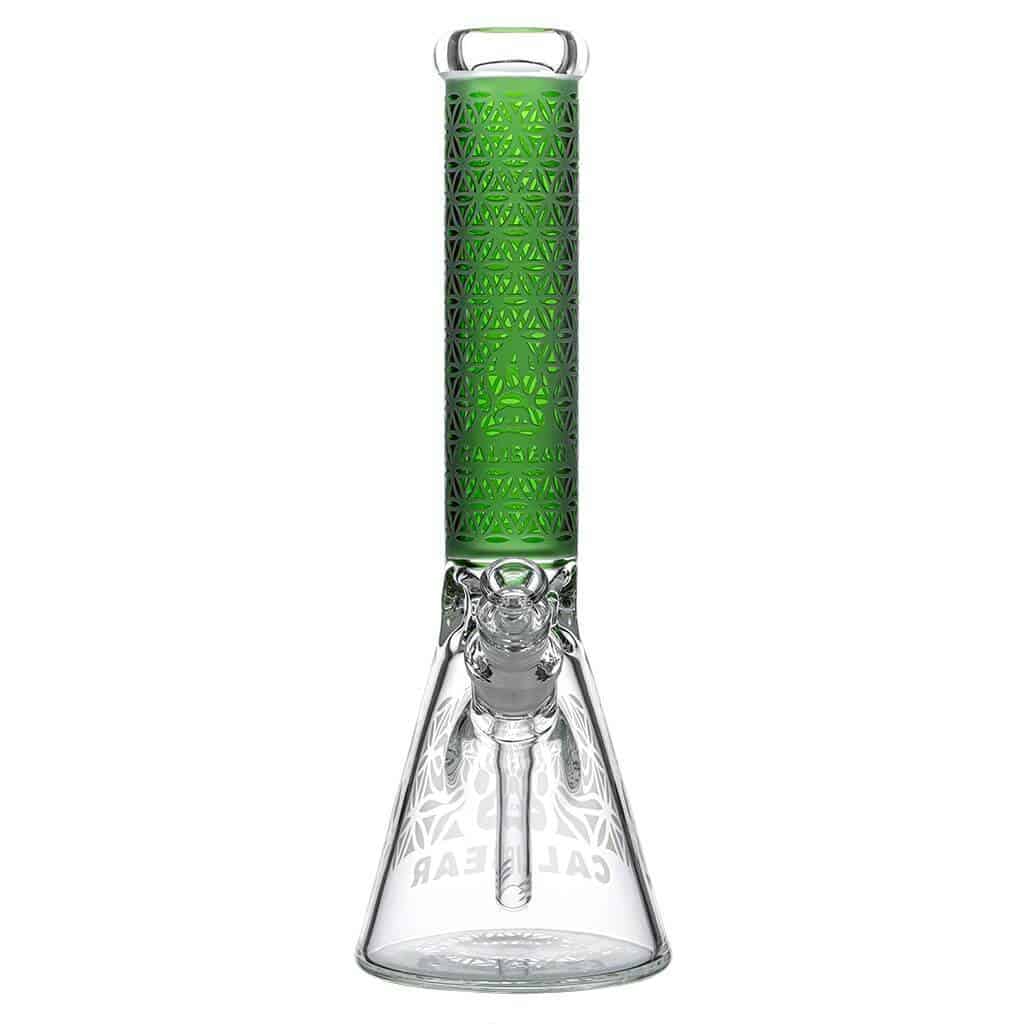 Calibear Deep Sandblasted Glass Beaker Bong | 8" & 14" Artistic Water Pipe
