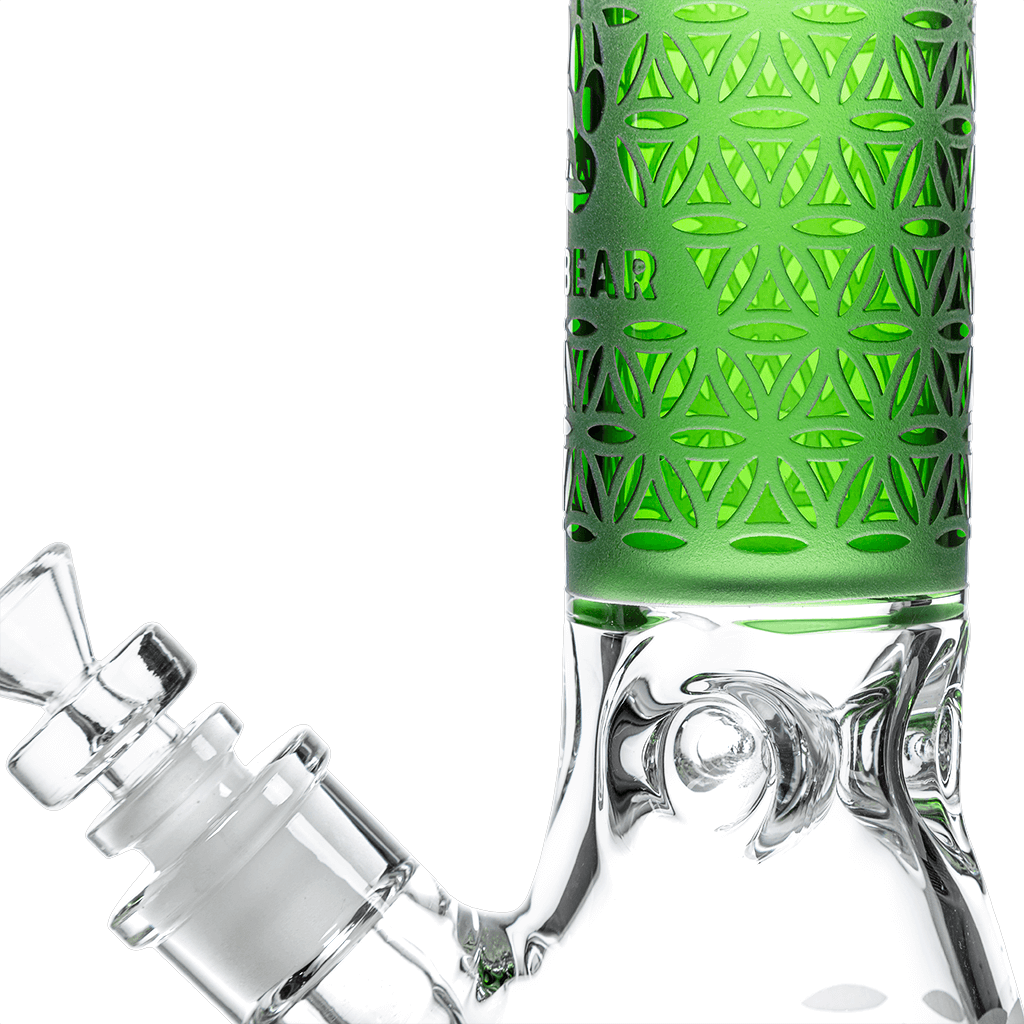 Calibear Deep Sandblasted Glass Beaker Bong | 8" & 14" Artistic Water Pipe