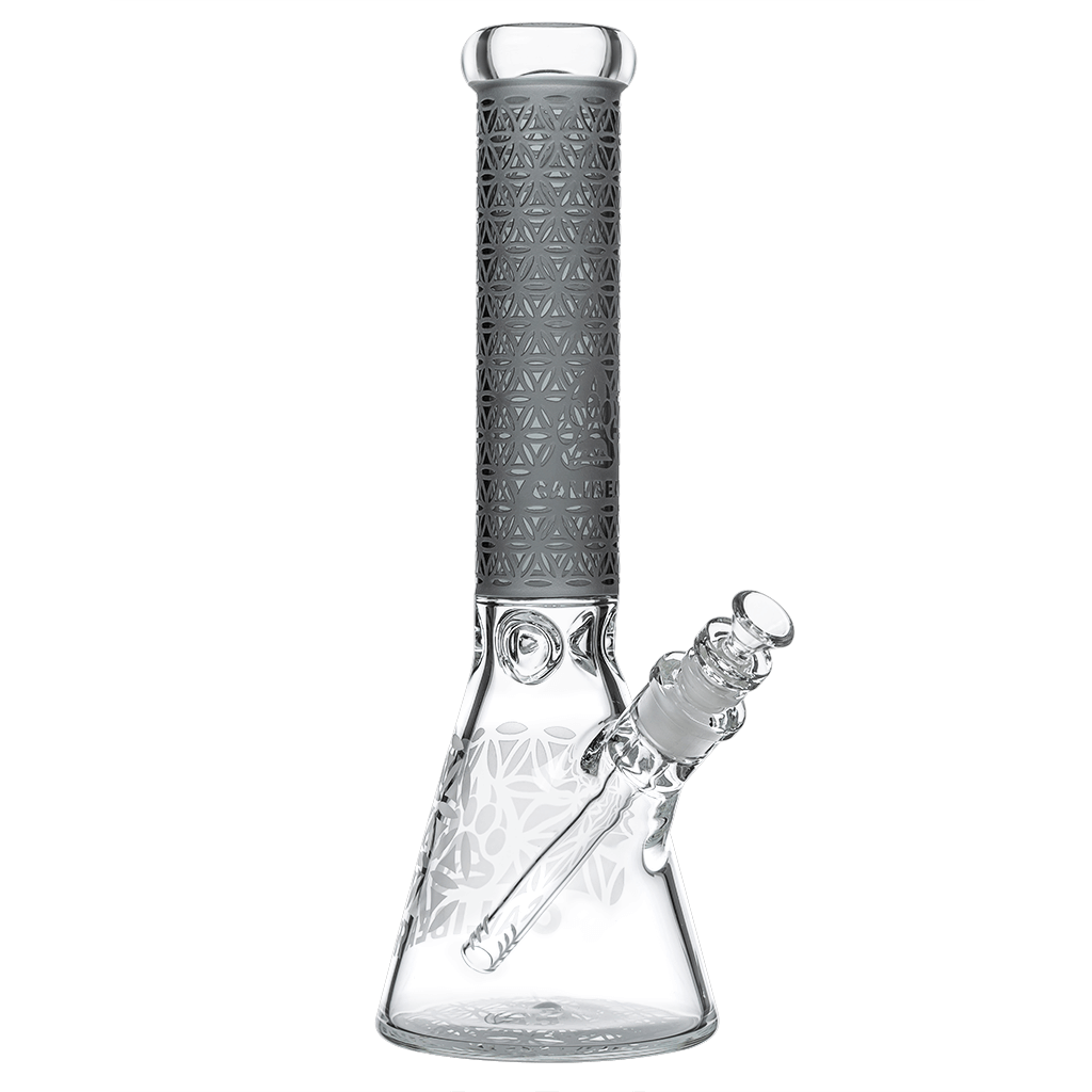Calibear Deep Sandblasted Glass Beaker Bong | 8" & 14" Artistic Water Pipe