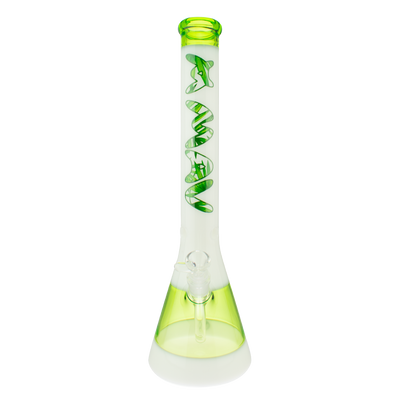 18" Jungle Leaf Ooze & White Beaker Bong