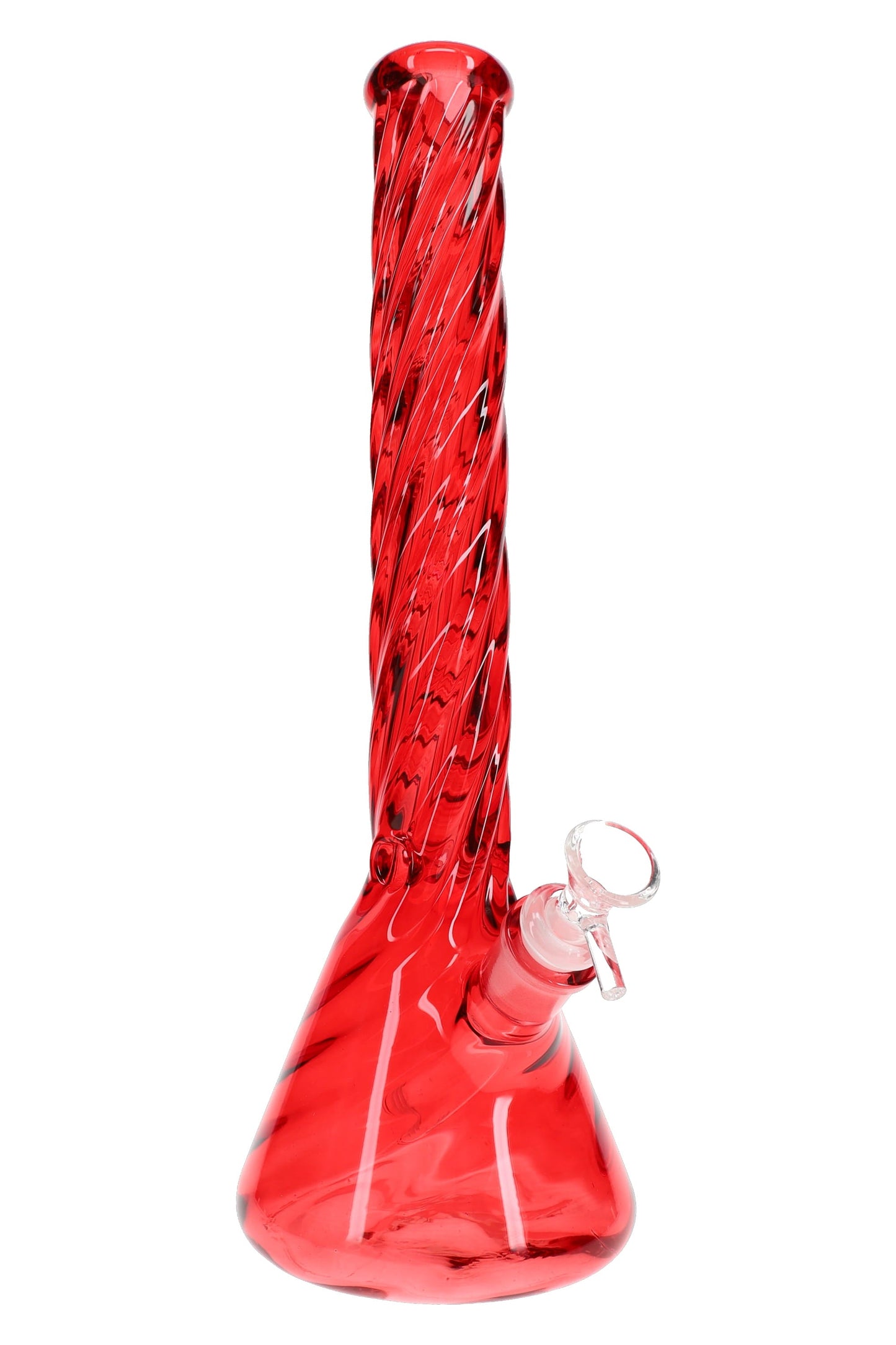 Twisted Glass Beaker Bong “Frost Spiral” – Ice Pinch – 14½″ – Assorted Colors