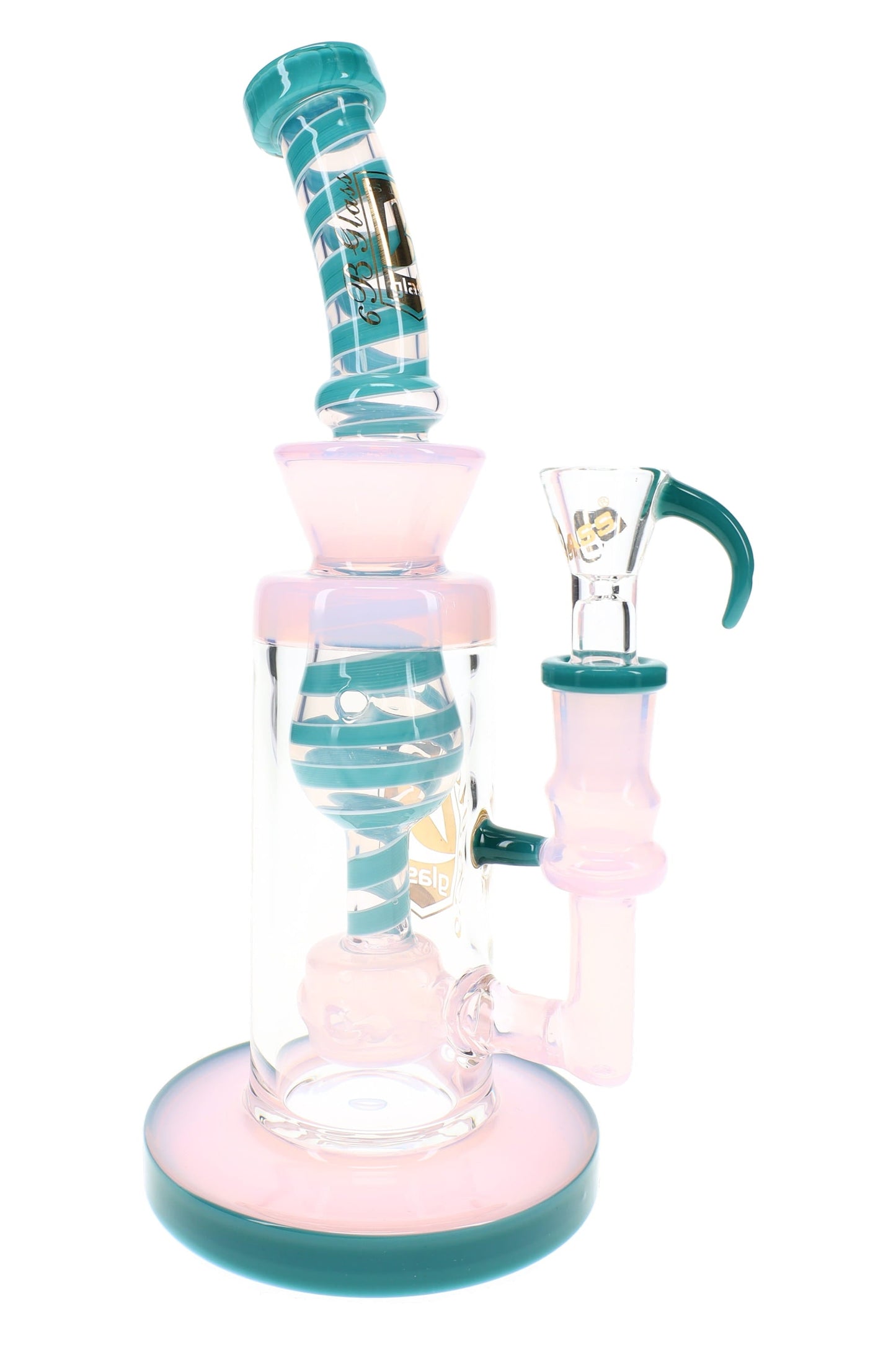 6B Glass Swirl Striped Multi-Perc Bong – 9″ – Assorted Colors