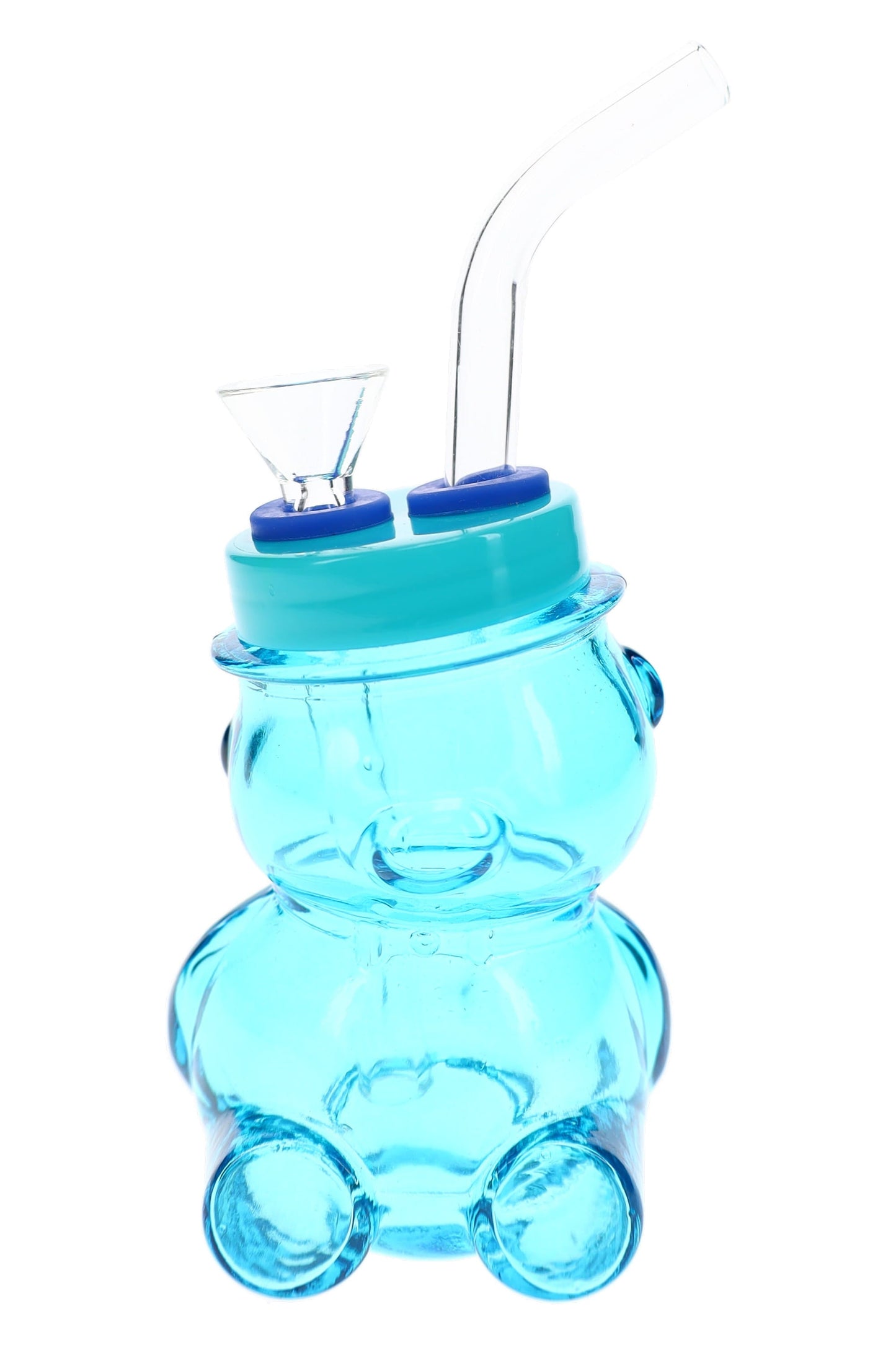 Colored Glass Bear Bong “Honey Puff” – 4″