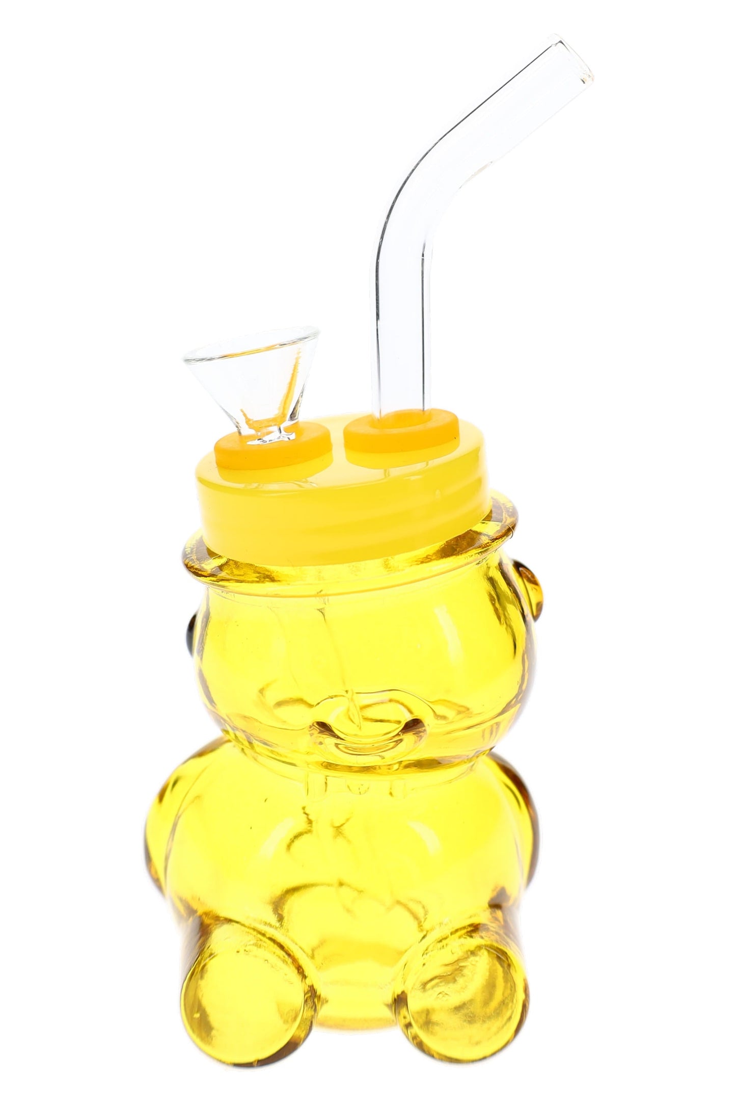 Colored Glass Bear Bong “Honey Puff” – 4″