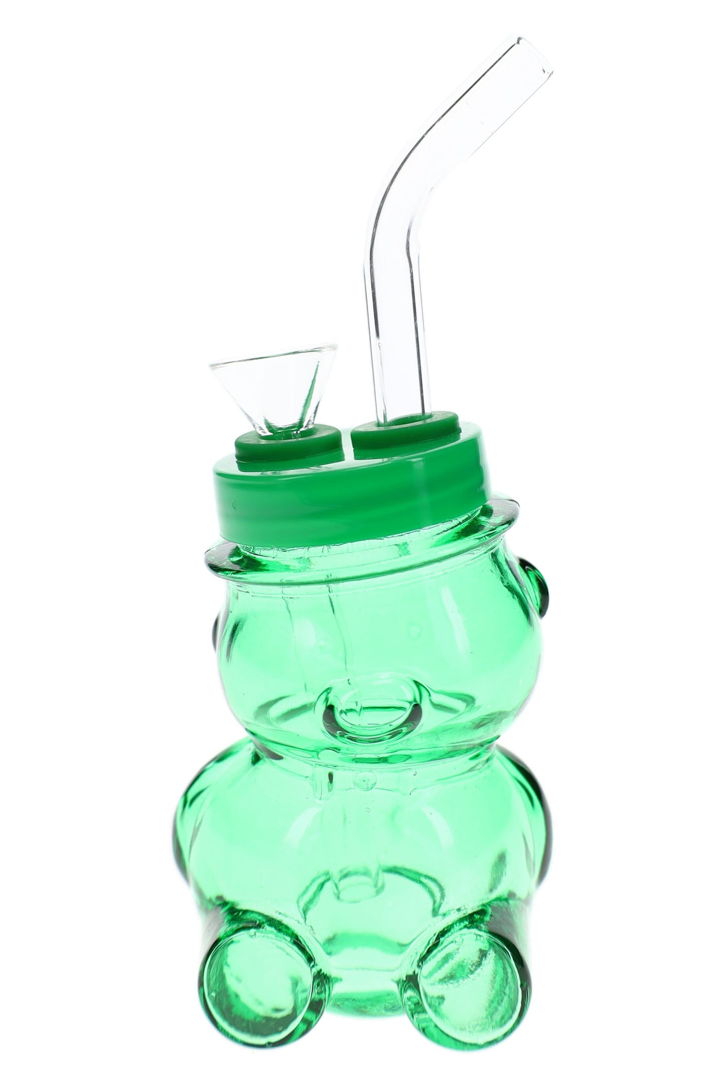 Colored Glass Bear Bong “Honey Puff” – 4″
