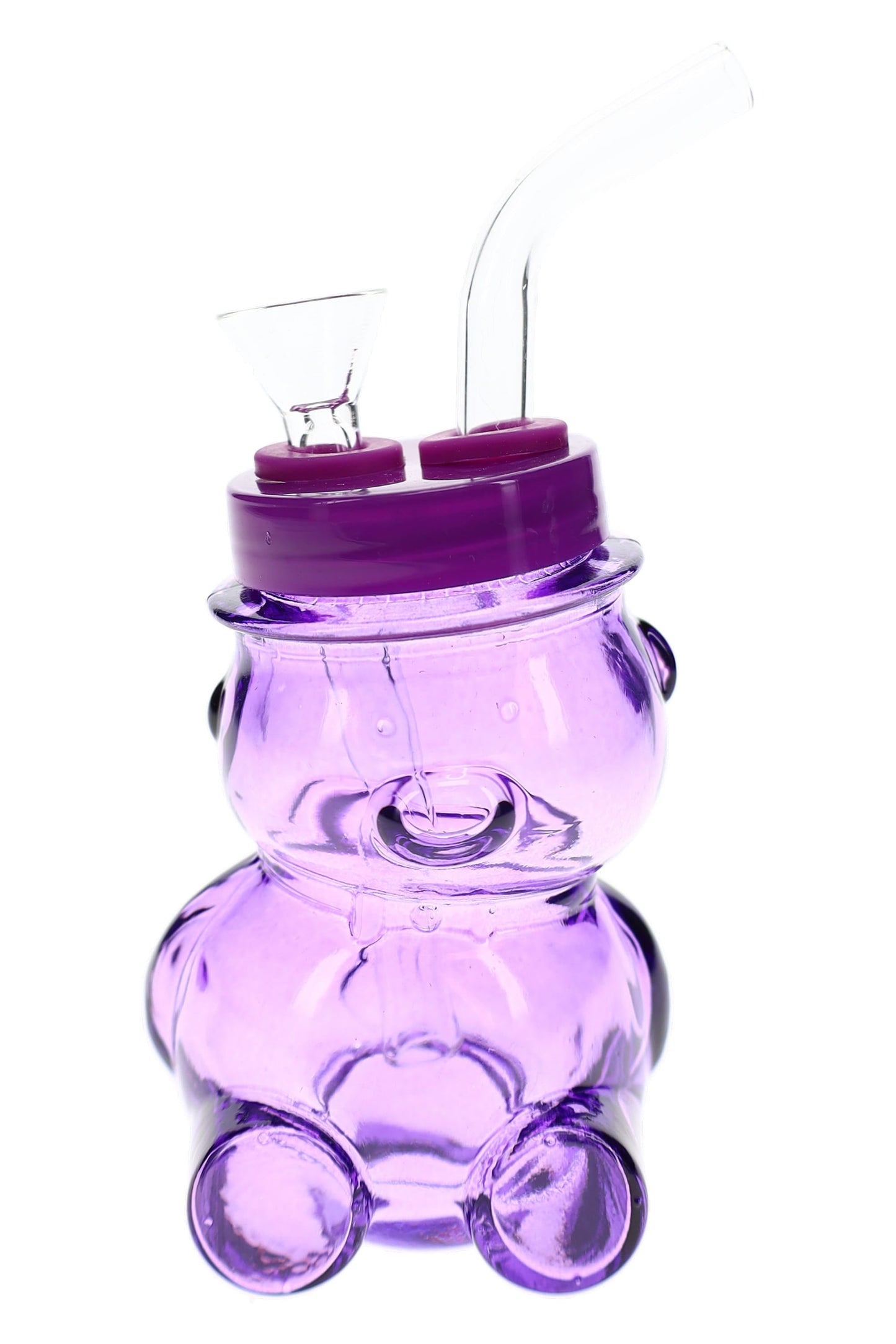 Colored Glass Bear Bong “Honey Puff” – 4″