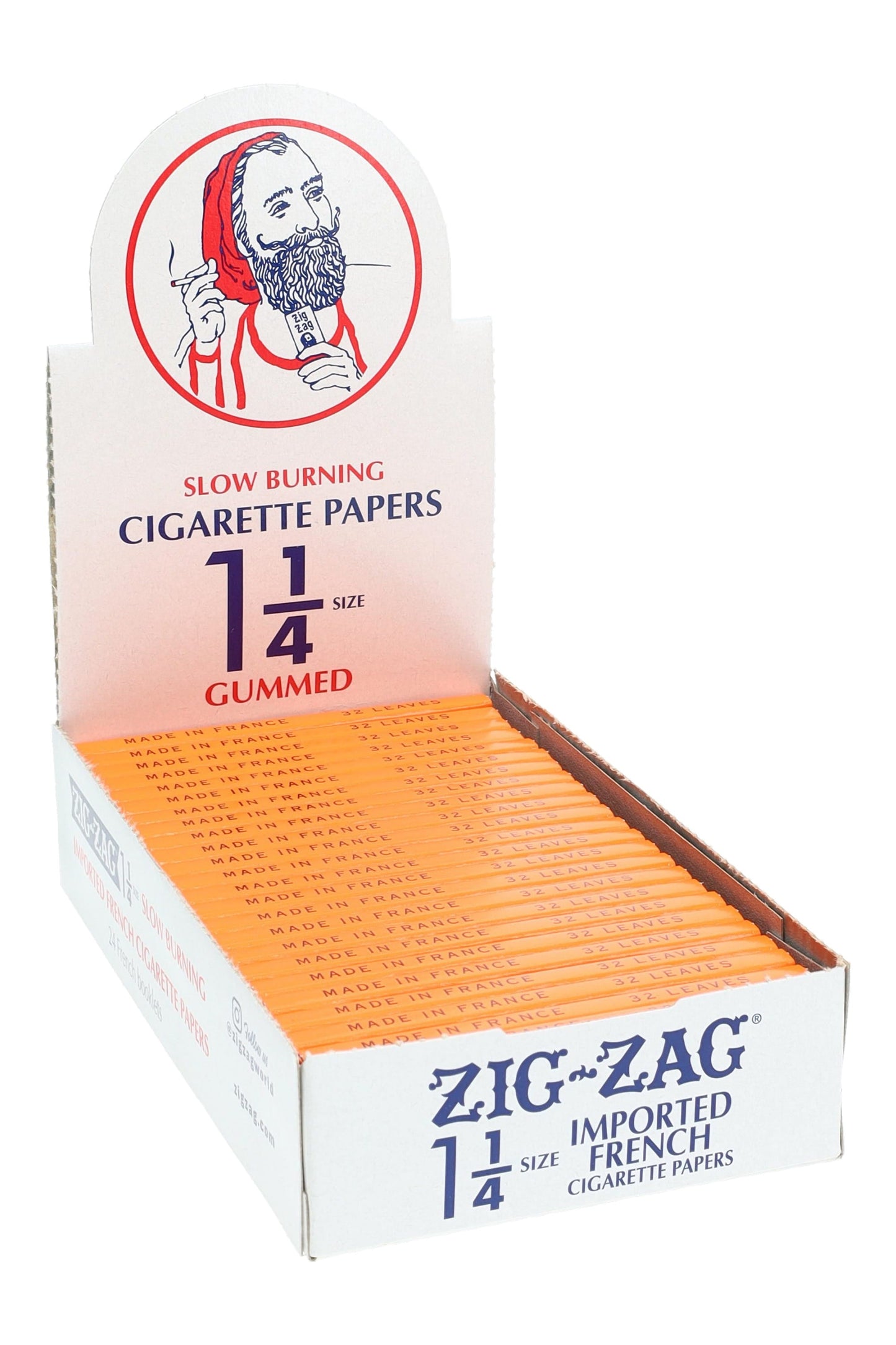 Zig-Zag Orange Rolling Papers – 1¼ – 32 Leaves – 24-Count Display