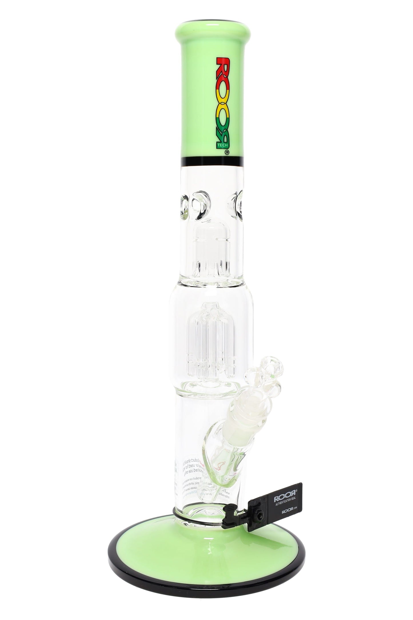 ROOR Tech 15" Multicolor Straight Tube Bong with Tree Perc – Glass-on-Glass