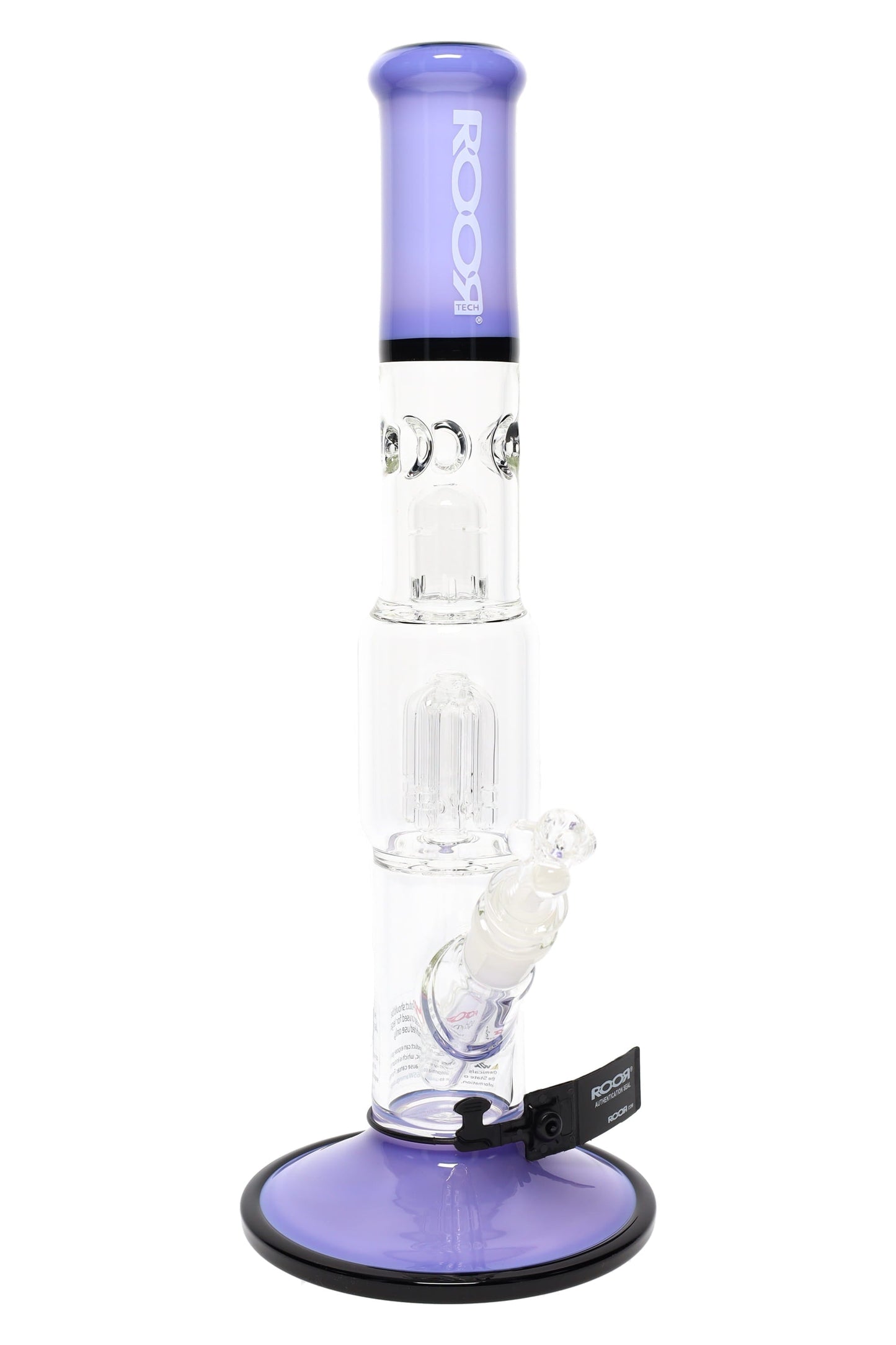 ROOR Tech 15" Multicolor Straight Tube Bong with Tree Perc – Glass-on-Glass