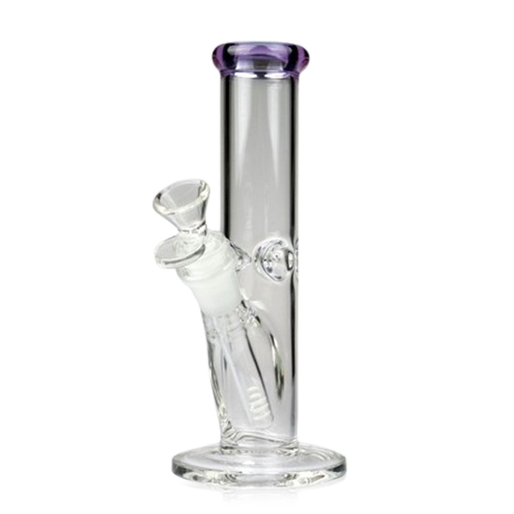8 Inch Straight Tube Color Tipped Bong