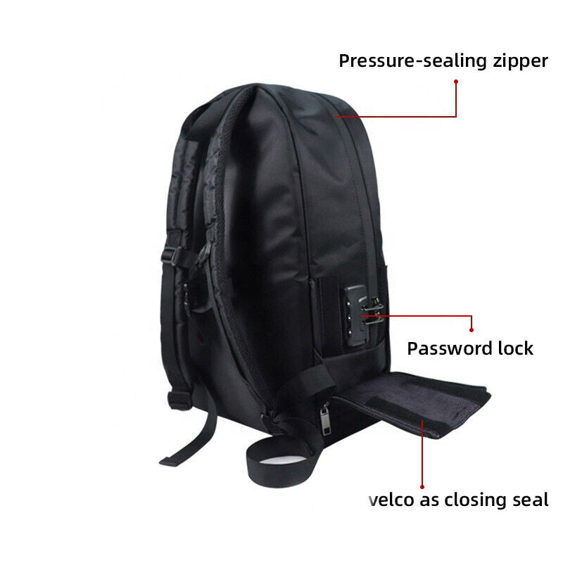 Smell Proof Backpack with Lock (Black)